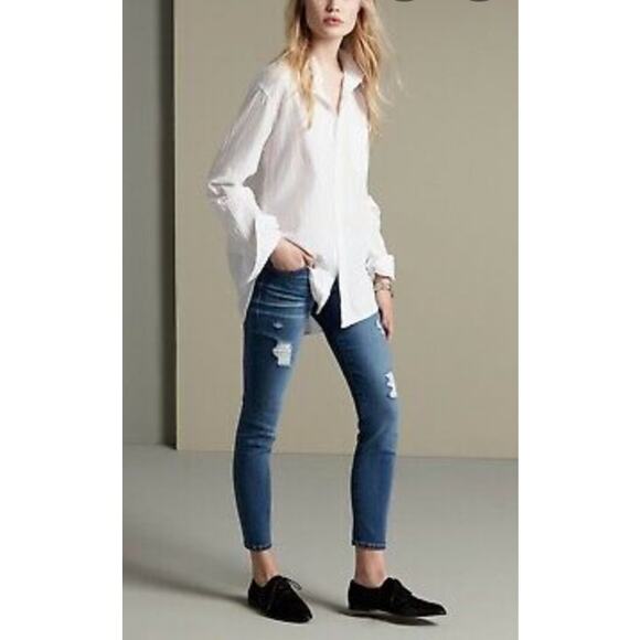 Current/Elliott Stiletto Distressed Blue Jeans 24 - Picture 2 of 9